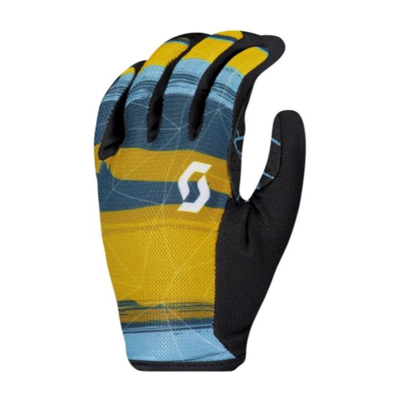 Scott Traction Yellow Blue Long Finger Gloves 