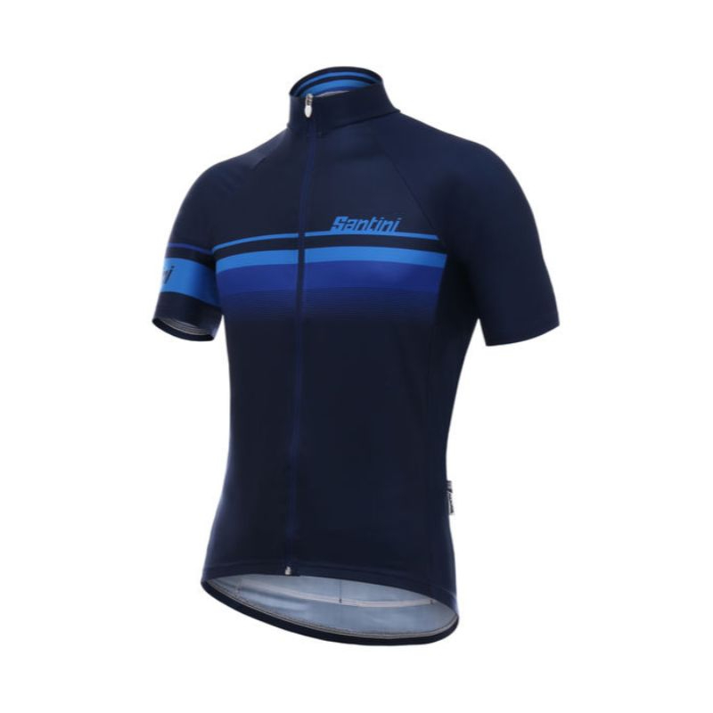 Santini Men's Black/Blue Mare Short Sleeve Jersey