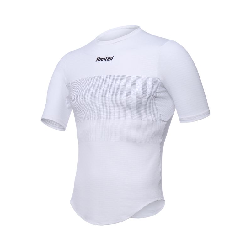 Santini Men's White Short Sleeve Base Layer