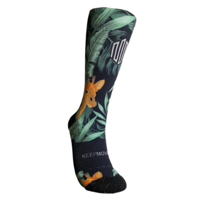 Keep Moving Unisex Black Giraffe Socks