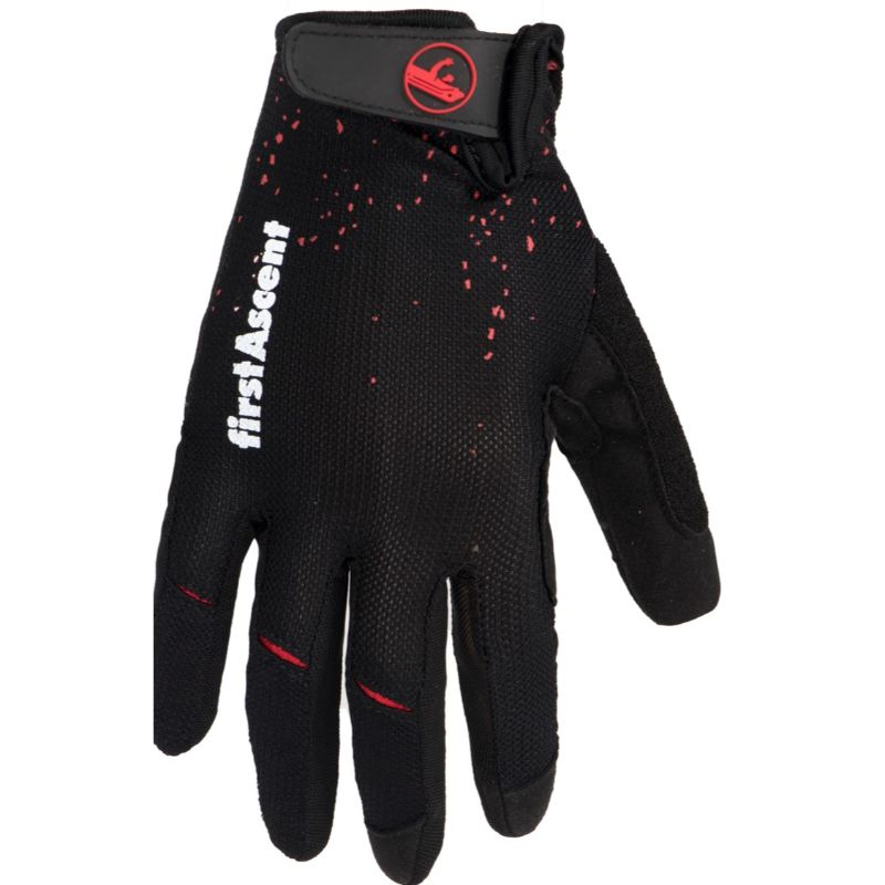 First Ascent Black/Red Long Finger Gloves 