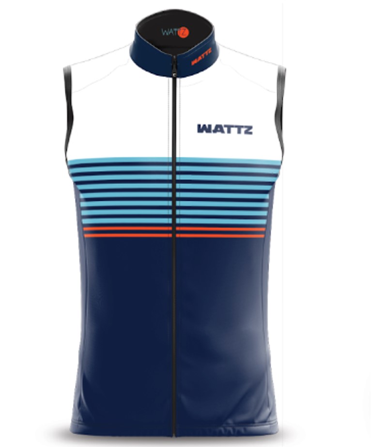 Wattz Men's Black Blue Orange Classic Stripe Amplify Gilet