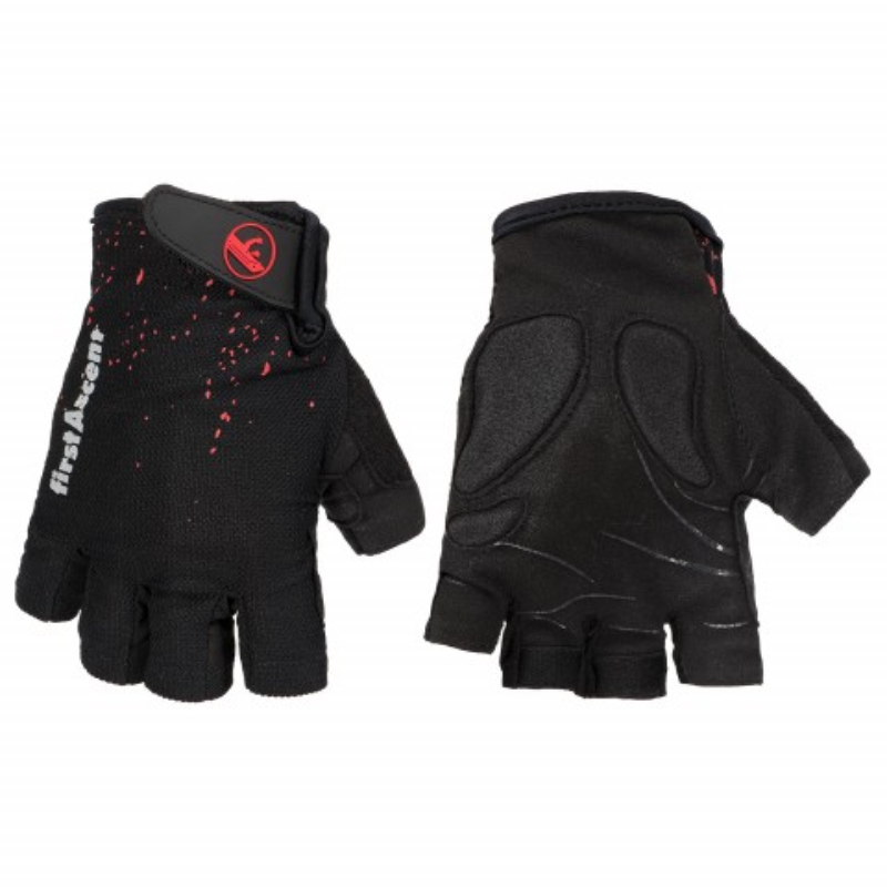 First Ascent Gravel Red Black Short Finger Gloves 
