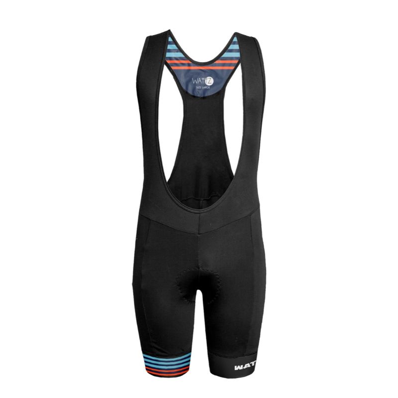 Wattz Explode Gel Classic Stripes Mens Blue/Orange Bib Shorts