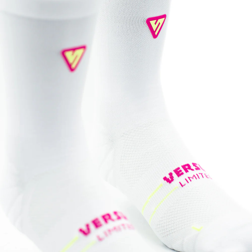 Versus Pink Lime Active Crew Tab Unisex Socks 
