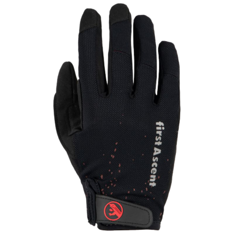 First Ascent Black Long Finger Gravel Gloves