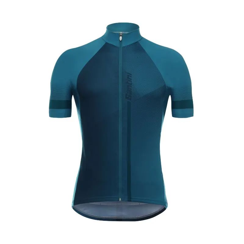 Santini Men's Blue Vento Short Sleeve Jersey